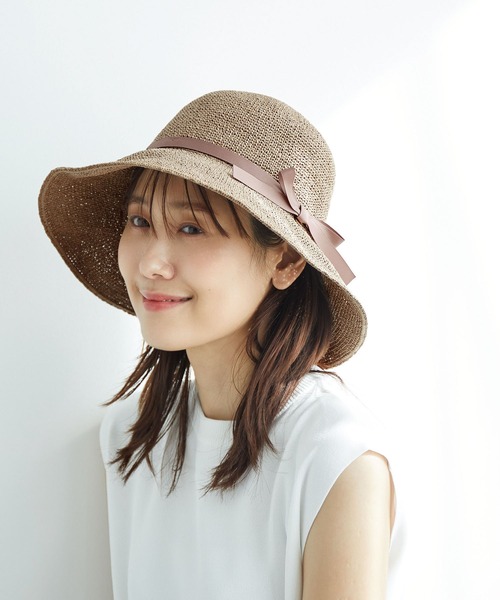 ROPE' PICNIC（ロペピクニック）の「細編みつば広サイドリボンハット（ハット・レディース・ベージュ/グレー系その他・FREE）」の2枚目の写真