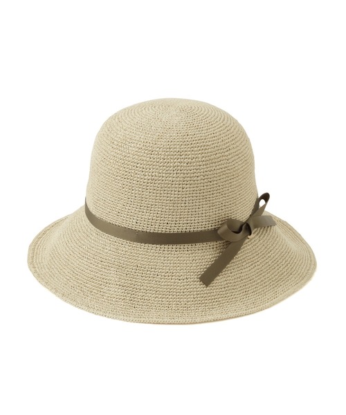 ROPE' PICNIC（ロペピクニック）の「細編みつば広サイドリボンハット（ハット・レディース・ベージュ/グレー系その他・FREE）」の4枚目の写真