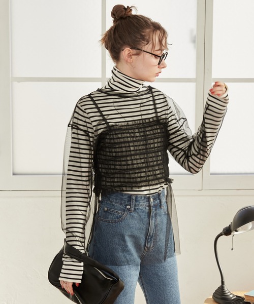 セール】チュールビスチェ付プルオーバー（Tシャツ/カットソー