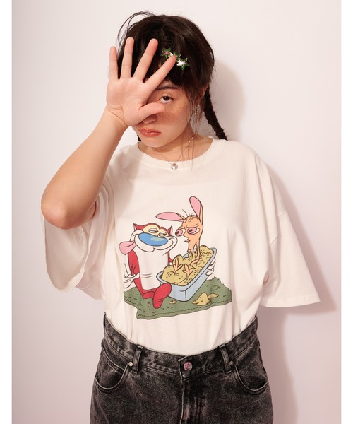 Little sunny bite（リトルサニーバイト）の「/Little sunny bite/Ren & Stimpy tee（Tシャツ/カットソー・レディース・ブラック/ホワイト/グリーン・SMALL/MEDIUM）」の5枚目の写真