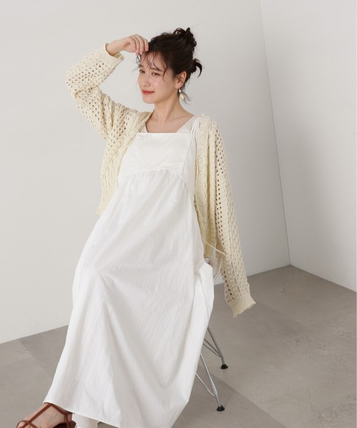 N.（N. Natural Beauty Basic）（エヌエヌナチュラルビューティーベーシック）の「◆【S Size Line】異素材ドッキングキャミワンピース（ワンピース・レディース・オフホワイト/ブラック・SMALL/MEDIUM）」の3枚目の写真