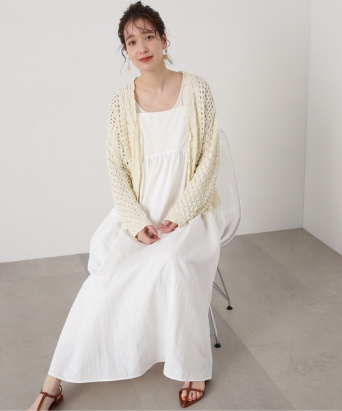 N.（N. Natural Beauty Basic）（エヌエヌナチュラルビューティーベーシック）の「◆【S Size Line】異素材ドッキングキャミワンピース（ワンピース・レディース・オフホワイト/ブラック・SMALL/MEDIUM）」の4枚目の写真