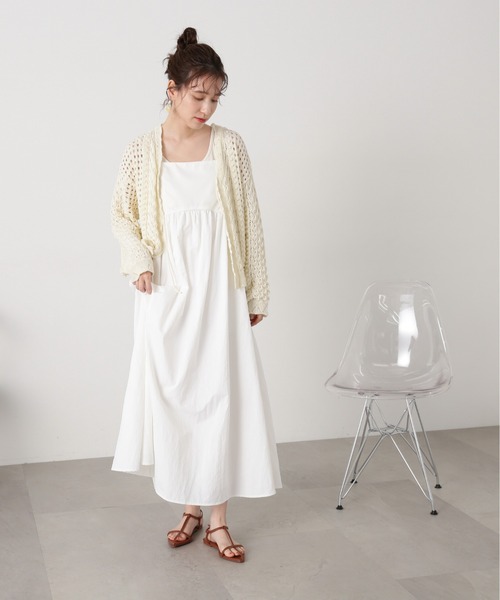 N.（N. Natural Beauty Basic）（エヌエヌナチュラルビューティーベーシック）の「◆【S Size Line】異素材ドッキングキャミワンピース（ワンピース・レディース・オフホワイト/ブラック・SMALL/MEDIUM）」の6枚目の写真