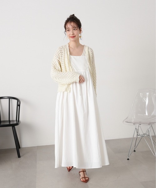 N.（N. Natural Beauty Basic）（エヌエヌナチュラルビューティーベーシック）の「◆【S Size Line】異素材ドッキングキャミワンピース（ワンピース・レディース・オフホワイト/ブラック・SMALL/MEDIUM）」の7枚目の写真