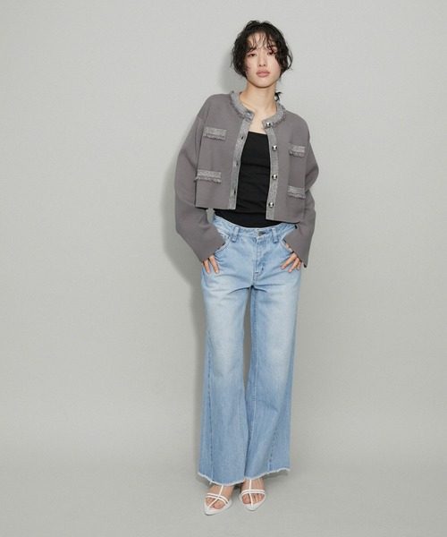 ADAM ET ROPE アダムエロペ　ラメフリンジニットジャケットカーディガン ADAM ET ROPE'（アダムエロペ）の「【WEB限定】ラメフリンジニット