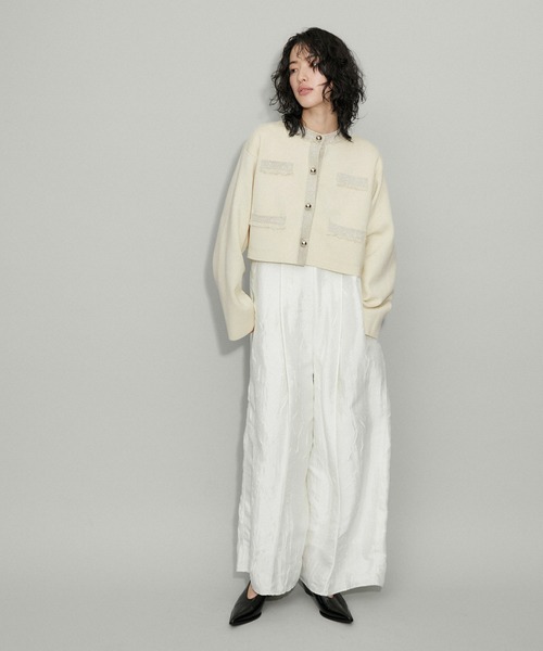 ADAM ET ROPE アダムエロペ　ラメフリンジニットジャケットカーディガン ADAM ET ROPE'（アダムエロペ）の「【WEB限定】ラメフリンジニット