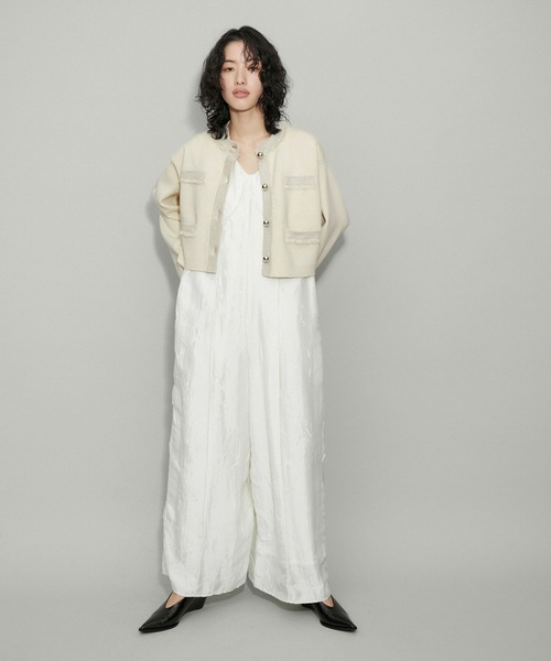 ADAM ET ROPE'（アダムエロペ）の「【WEB限定】ラメフリンジニットジャケット（その他アウター・レディース・ブラック/チャコールグレー/オフホワイト・FREE）」の16枚目の写真