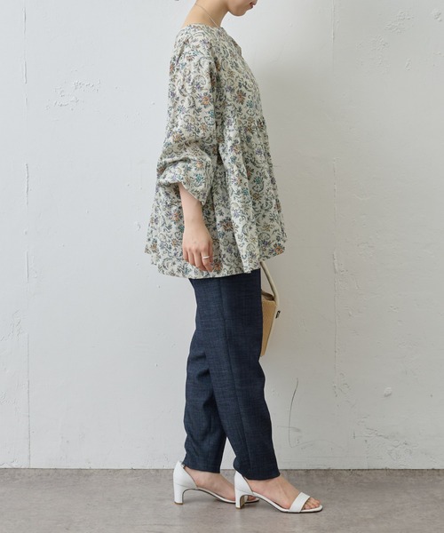 BEARDSLEY　ビアズリー　花更紗ギャザーブラウス　前後2WAY　グリーン 人気完売品✨ビアズリー 花更紗ギャザーブラウス 前後2way