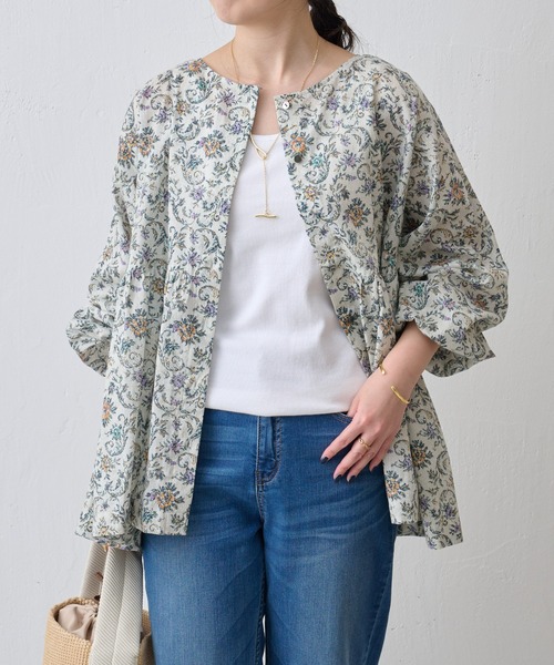 ビアズリー beardsley シアーギャザーブラウス　未使用 BEARDSLEY ブラウス シャツ シフォンデニムギャザーシャツ