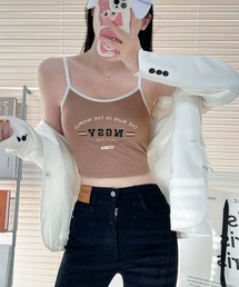 カップ付き カレッジロゴ ショートキャミソール / 配色 / クロップド