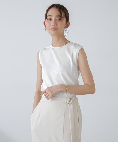 NANO universe（ナノユニバース）の「洗濯機可UVカット接触冷感ノースリーブニット（ニット/セーター・レディース・ライトブルー/ブラック/ホワイト・FREE）」の4枚目の写真