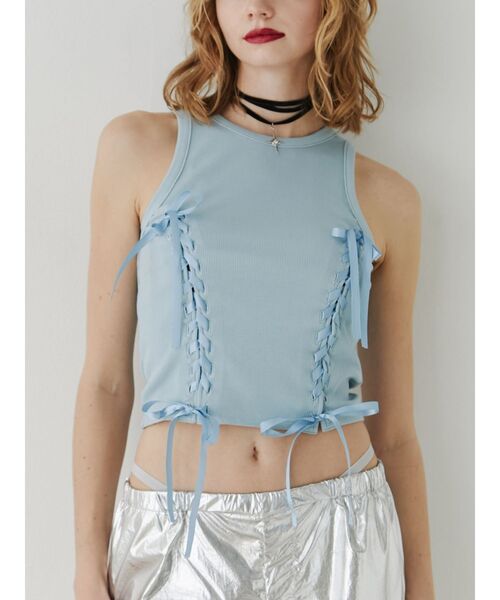 jouetie(ジュエティ)の「レースアップタンクトップ(タンクトップ・レディース・ブラック/オフホワイト/ピンク/ブルー・MEDIUM)」の9枚目の写真