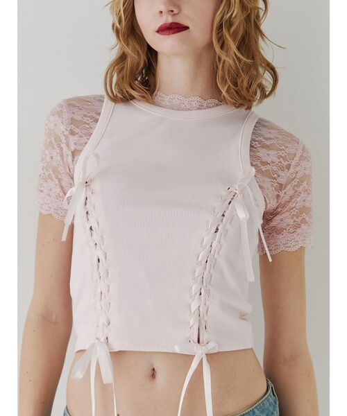 jouetie(ジュエティ)の「レースアップタンクトップ(タンクトップ・レディース・ブラック/オフホワイト/ピンク/ブルー・MEDIUM)」の20枚目の写真