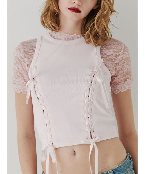 jouetie(ジュエティ)の「レースアップタンクトップ(タンクトップ・レディース・ブラック/オフホワイト/ピンク/ブルー・MEDIUM)」の21枚目の写真