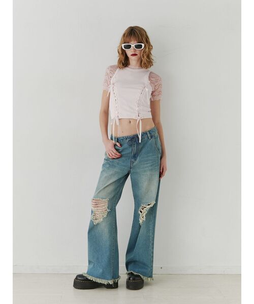 jouetie(ジュエティ)の「レースアップタンクトップ(タンクトップ・レディース・ブラック/オフホワイト/ピンク/ブルー・MEDIUM)」の22枚目の写真