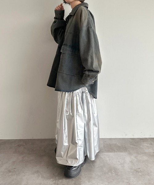 apres jour mignon（アプレジュールミニョン）の「デニムオーバージャケット【ZOZOTOWN限定アイテム】（デニムジャケット・レディース・ダークブルー/インディゴブルー/サックスブルー/ブラック系その他・フリー/X-LARGE）」の22枚目の写真