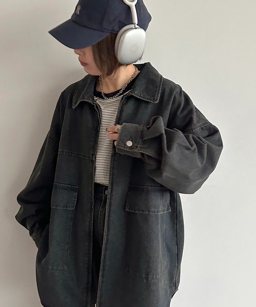 apres jour mignon（アプレジュールミニョン）の「デニムオーバージャケット【ZOZOTOWN限定アイテム】（デニムジャケット・レディース・ダークブルー/インディゴブルー/サックスブルー/ブラック系その他・フリー/X-LARGE）」の13枚目の写真