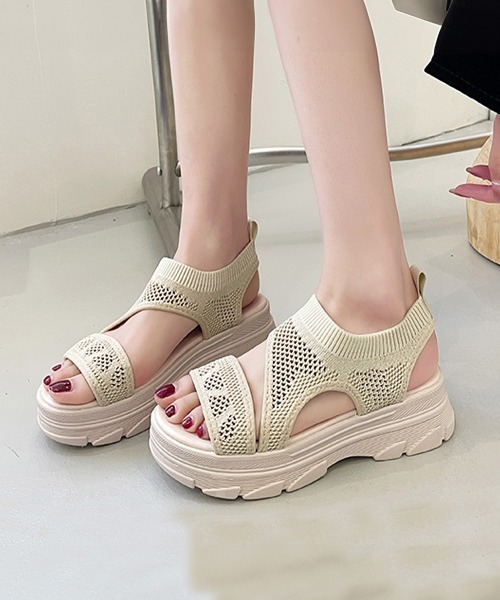 Miniministore(ミニミニストア)の「厚底 ニットサンダル レディース(サンダル・レディース・ブラック/ベージュ・22.5cm/23.0cm/23.5cm/24.0cm/24.5cm/25.0cm)」の13枚目の写真
