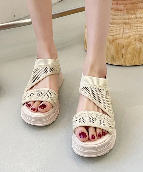 Miniministore(ミニミニストア)の「厚底 ニットサンダル レディース(サンダル・レディース・ブラック/ベージュ・22.5cm/23.0cm/23.5cm/24.0cm/24.5cm/25.0cm)」の12枚目の写真