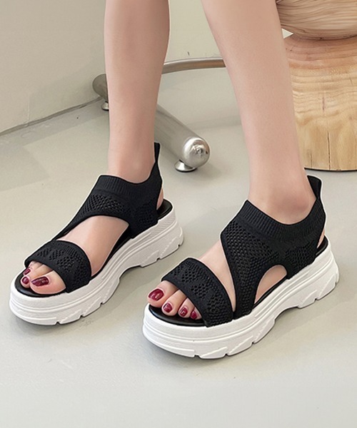 Miniministore(ミニミニストア)の「厚底 ニットサンダル レディース(サンダル・レディース・ブラック/ベージュ・22.5cm/23.0cm/23.5cm/24.0cm/24.5cm/25.0cm)」の11枚目の写真