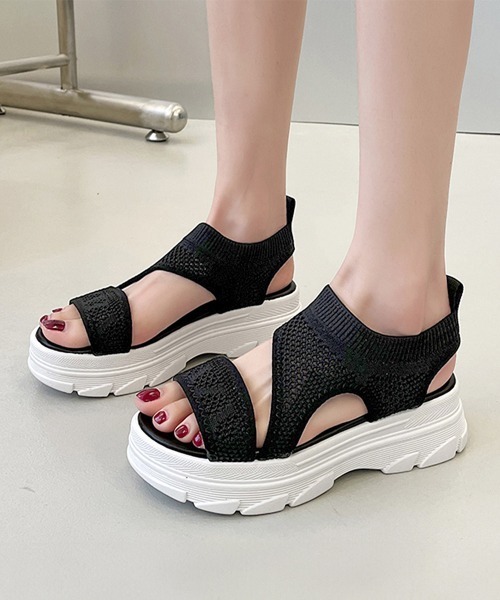 Miniministore(ミニミニストア)の「厚底 ニットサンダル レディース(サンダル・レディース・ブラック/ベージュ・22.5cm/23.0cm/23.5cm/24.0cm/24.5cm/25.0cm)」の10枚目の写真