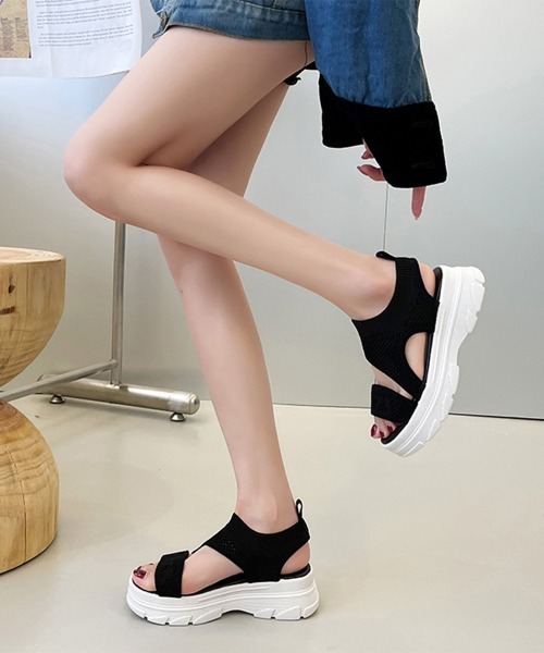 Miniministore(ミニミニストア)の「厚底 ニットサンダル レディース(サンダル・レディース・ブラック/ベージュ・22.5cm/23.0cm/23.5cm/24.0cm/24.5cm/25.0cm)」の9枚目の写真