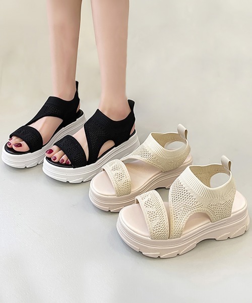 Miniministore(ミニミニストア)の「厚底 ニットサンダル レディース(サンダル・レディース・ブラック/ベージュ・22.5cm/23.0cm/23.5cm/24.0cm/24.5cm/25.0cm)」の8枚目の写真
