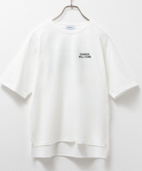 NAVY（ネイビー）の「NAVY 5分袖メッセージTシャツ（Tシャツ/カットソー・レディース・ホワイト/ブルー系その他/チャコールグレー・S/M/L/XL）」の4枚目の写真