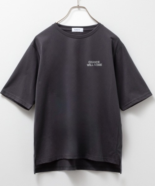 NAVY（ネイビー）の「NAVY 5分袖メッセージTシャツ（Tシャツ/カットソー・レディース・ホワイト/ブルー系その他/チャコールグレー・S/M/L/XL）」の5枚目の写真