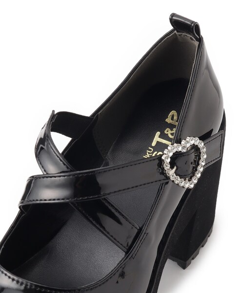 cs T&P（シーエスティーアンドピー）の「厚底ハートバックル２WAYリボンレースアップパンプス　24SS（パンプス・レディース・ブラック系1/ホワイト系2・S/M/L/LL）」の10枚目の写真
