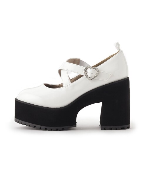 cs T&P（シーエスティーアンドピー）の「厚底ハートバックル２WAYリボンレースアップパンプス　24SS（パンプス・レディース・ブラック系1/ホワイト系2・S/M/L/LL）」の15枚目の写真