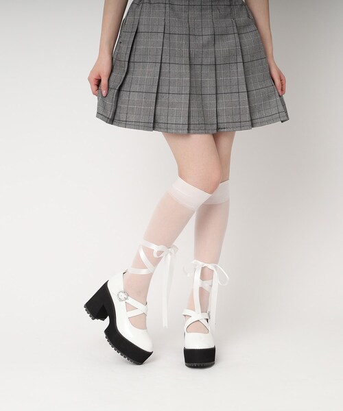 cs T&P（シーエスティーアンドピー）の「厚底ハートバックル２WAYリボンレースアップパンプス　24SS（パンプス・レディース・ブラック系1/ホワイト系2・S/M/L/LL）」の20枚目の写真