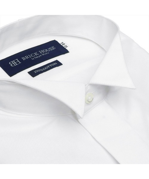 透け防止 形態安定ノーアイロン ウイングカラー 長袖ビジネスワイシャツ 白無地 フォーマル（ビジネスシャツ）｜TOKYO SHIRTS（トウキョウシャツ）