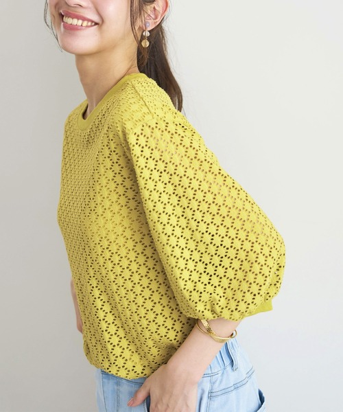 BELLUNA PLUS（ベルーナ）の「ストレッチレース使い美人顔プルオーバー（Tシャツ/カットソー・レディース・イエロー系/ネイビー/ブルー/オフホワイト・LARGE/MEDIUM/SMALL/X-LARGE）」の22枚目の写真
