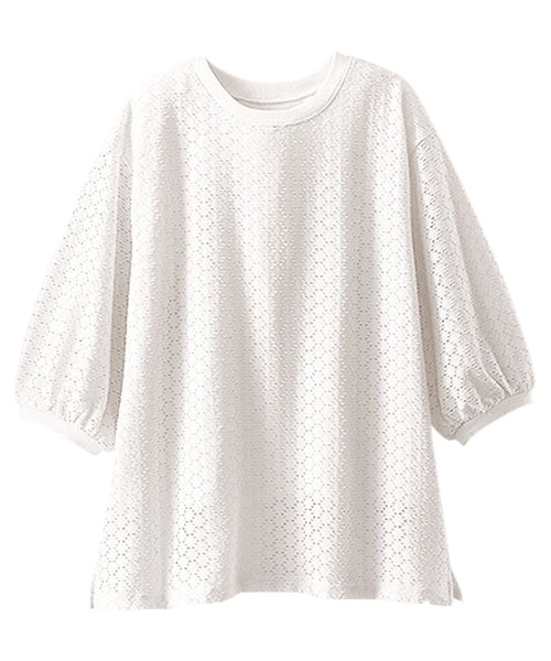 BELLUNA PLUS（ベルーナ）の「ストレッチレース使い美人顔プルオーバー（Tシャツ/カットソー・レディース・イエロー系/ネイビー/ブルー/オフホワイト・LARGE/MEDIUM/SMALL/X-LARGE）」の19枚目の写真
