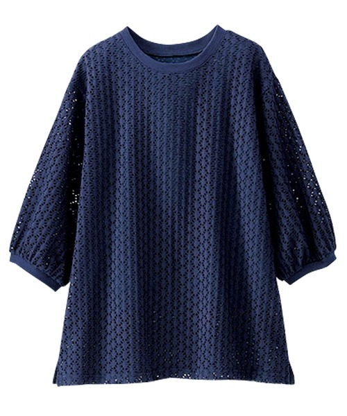 BELLUNA PLUS（ベルーナ）の「ストレッチレース使い美人顔プルオーバー（Tシャツ/カットソー・レディース・イエロー系/ネイビー/ブルー/オフホワイト・LARGE/MEDIUM/SMALL/X-LARGE）」の20枚目の写真