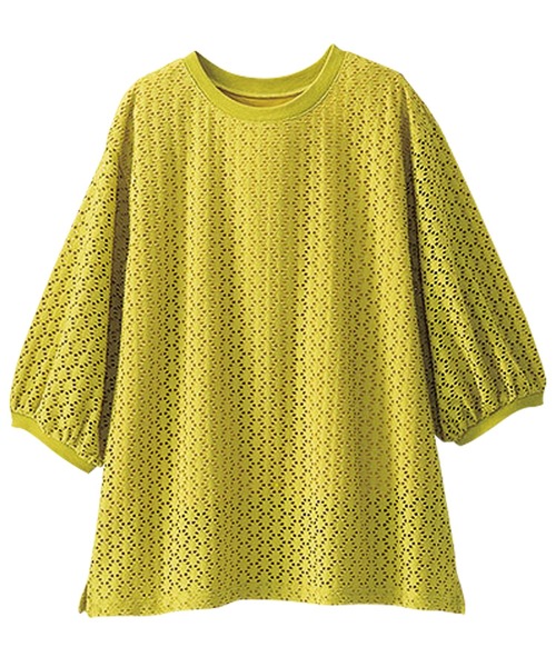 BELLUNA PLUS（ベルーナ）の「ストレッチレース使い美人顔プルオーバー（Tシャツ/カットソー・レディース・イエロー系/ネイビー/ブルー/オフホワイト・LARGE/MEDIUM/SMALL/X-LARGE）」の17枚目の写真
