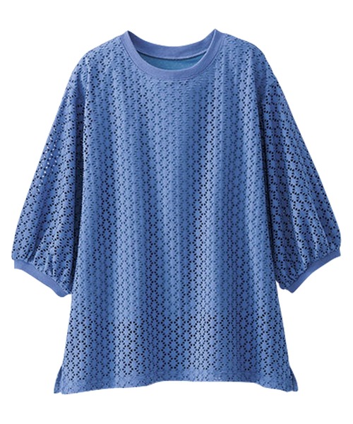 BELLUNA PLUS（ベルーナ）の「ストレッチレース使い美人顔プルオーバー（Tシャツ/カットソー・レディース・イエロー系/ネイビー/ブルー/オフホワイト・LARGE/MEDIUM/SMALL/X-LARGE）」の18枚目の写真