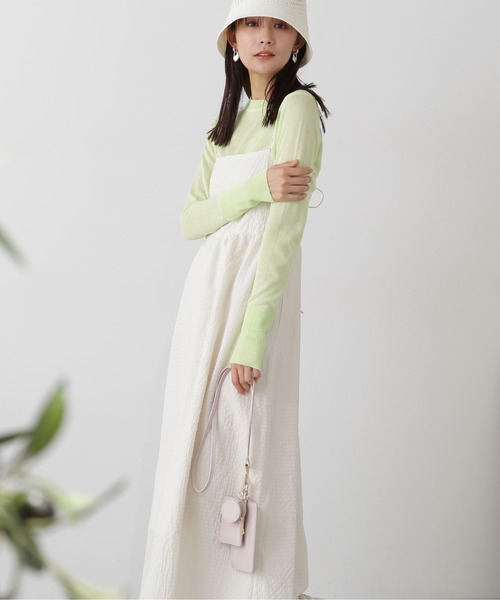 N.（N. Natural Beauty Basic）（エヌエヌナチュラルビューティーベーシック）の「◆バックリボンサッカーキャミワンピース（ワンピース・レディース・ブラック/オフホワイト/ブラック系その他・MEDIUM）」の4枚目の写真