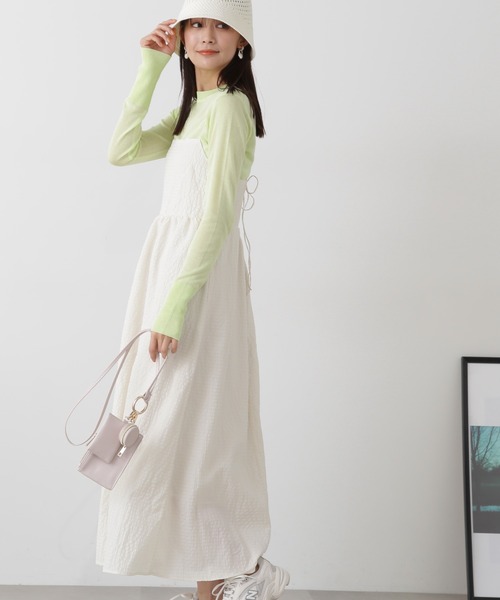 N.（N. Natural Beauty Basic）（エヌエヌナチュラルビューティーベーシック）の「◆バックリボンサッカーキャミワンピース（ワンピース・レディース・ブラック/オフホワイト/ブラック系その他・MEDIUM）」の10枚目の写真