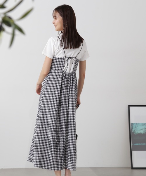 N.（N. Natural Beauty Basic）（エヌエヌナチュラルビューティーベーシック）の「◆バックリボンサッカーキャミワンピース（ワンピース・レディース・ブラック/オフホワイト/ブラック系その他・MEDIUM）」の19枚目の写真