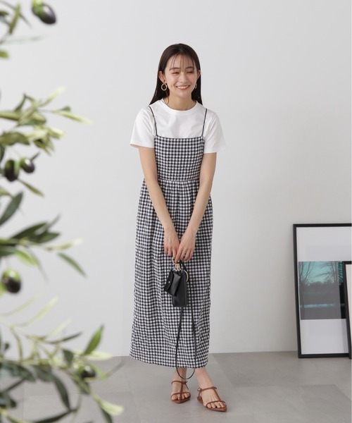 N.（N. Natural Beauty Basic）（エヌエヌナチュラルビューティーベーシック）の「◆バックリボンサッカーキャミワンピース（ワンピース・レディース・ブラック/オフホワイト/ブラック系その他・MEDIUM）」の20枚目の写真