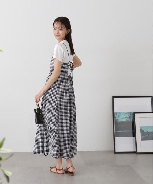 N.（N. Natural Beauty Basic）（エヌエヌナチュラルビューティーベーシック）の「◆バックリボンサッカーキャミワンピース（ワンピース・レディース・ブラック/オフホワイト/ブラック系その他・MEDIUM）」の21枚目の写真