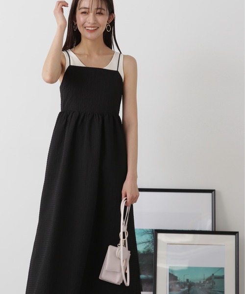 N.（N. Natural Beauty Basic）（エヌエヌナチュラルビューティーベーシック）の「◆バックリボンサッカーキャミワンピース（ワンピース・レディース・ブラック/オフホワイト/ブラック系その他・MEDIUM）」の11枚目の写真