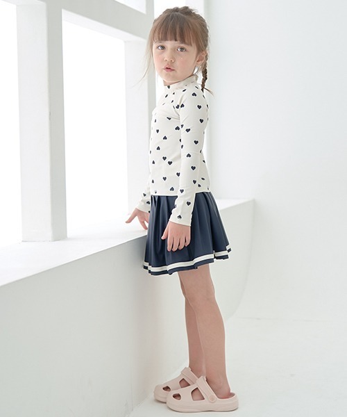 セール】【SWIM】ハート柄ラッシュガード&インパン付きプリーツ