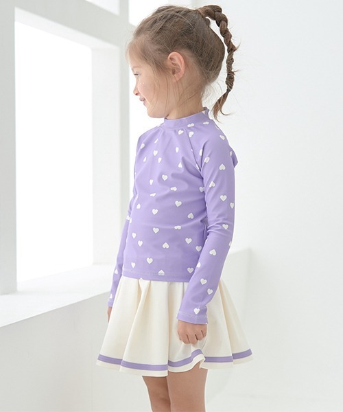 セール】【SWIM】ハート柄ラッシュガード&インパン付きプリーツ