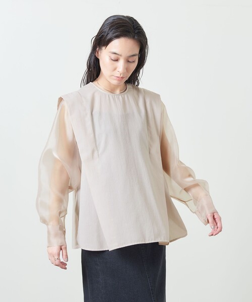 2023マルゥユナイテッドアローズ　シアーコンビブラウスブラック MARW UNITED ARROWS（マルゥ ユナイテッドアローズ）の「＜MARW