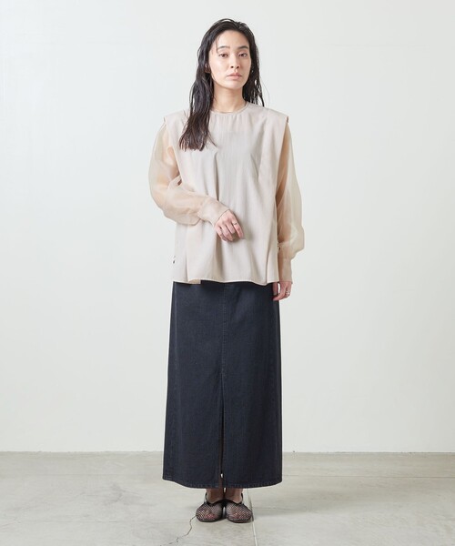MARW UNITED ARROWS＞シアー Vネック コンビ ブラウス（シャツ
