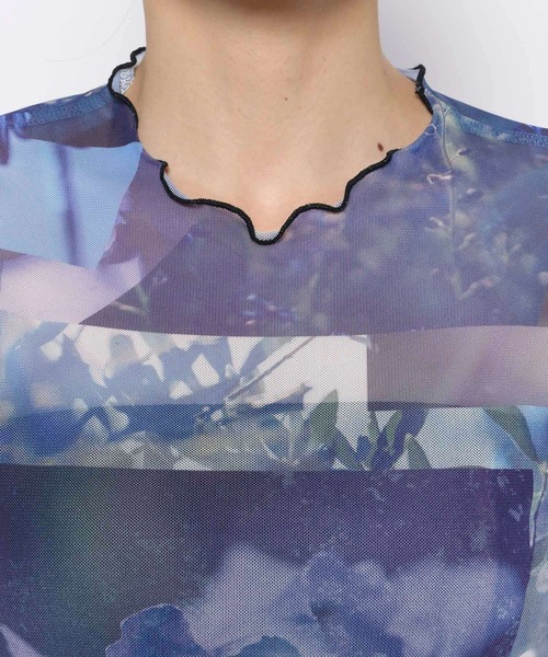 HARE（ハレ）の「フラワーコラージュシアートップス(HARE)（Tシャツ/カットソー・レディース・ブラック/オフホワイト/ブルー/ブラウン・FREE）」の20枚目の写真