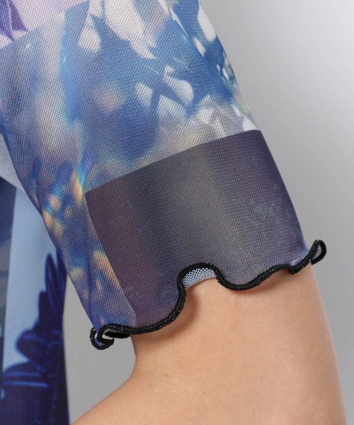 HARE（ハレ）の「フラワーコラージュシアートップス(HARE)（Tシャツ/カットソー・レディース・ブラック/オフホワイト/ブルー/ブラウン・FREE）」の18枚目の写真